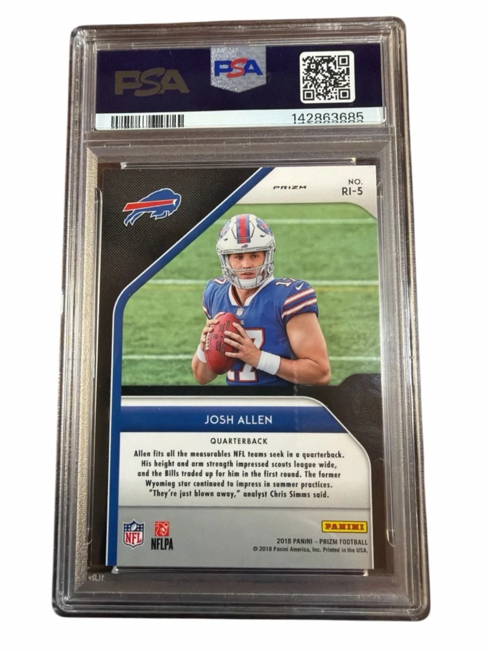 2018 Panini Prizm Josh Allen Rookie Introduction SILVER PRIZM #RI-5 PSA 9 MINT
